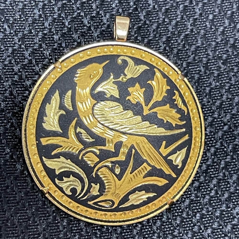 Gold and Black Bird Pendant